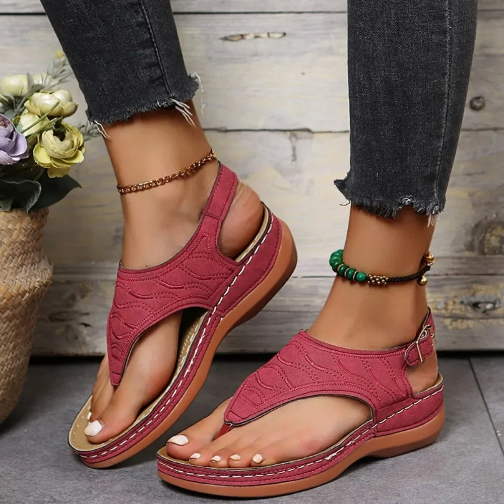Sandales pour femme style romain à bride et boucle – Respirantes, légères, à plateforme et bout ouvert – Tailles 36 à 43
