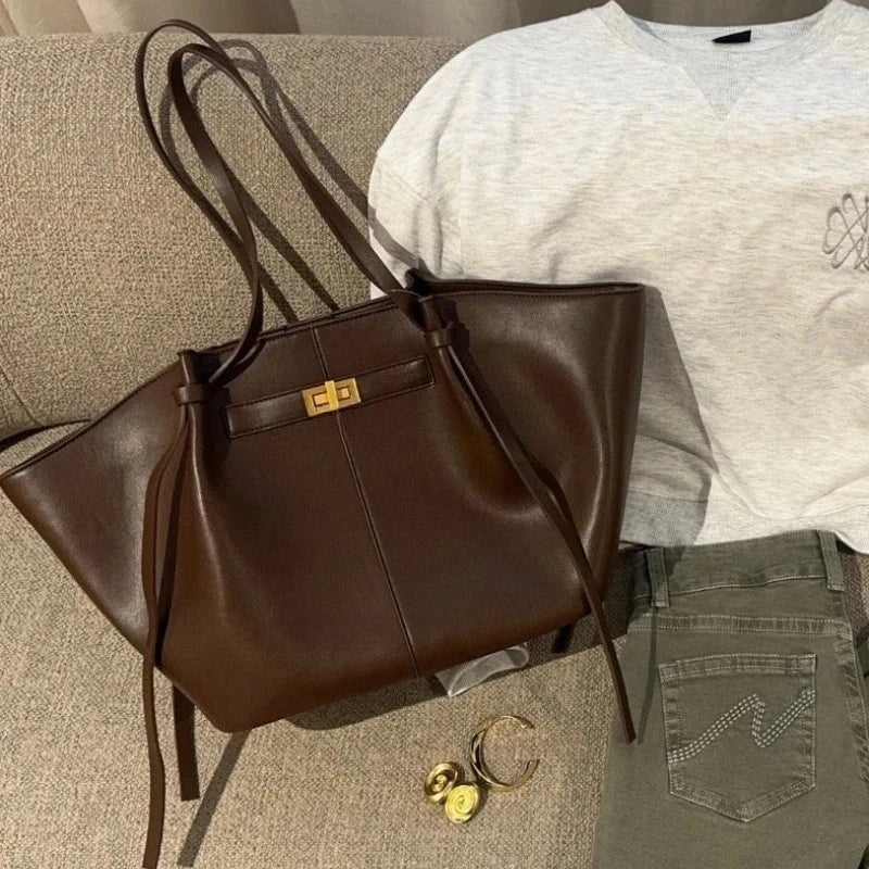 Sac cabas pour femme Été 2026 – Grand format, idéal pour le quotidien – Style coréen tendance – Sac à main chic et luxueux en cuir PU – Sac porté épaule