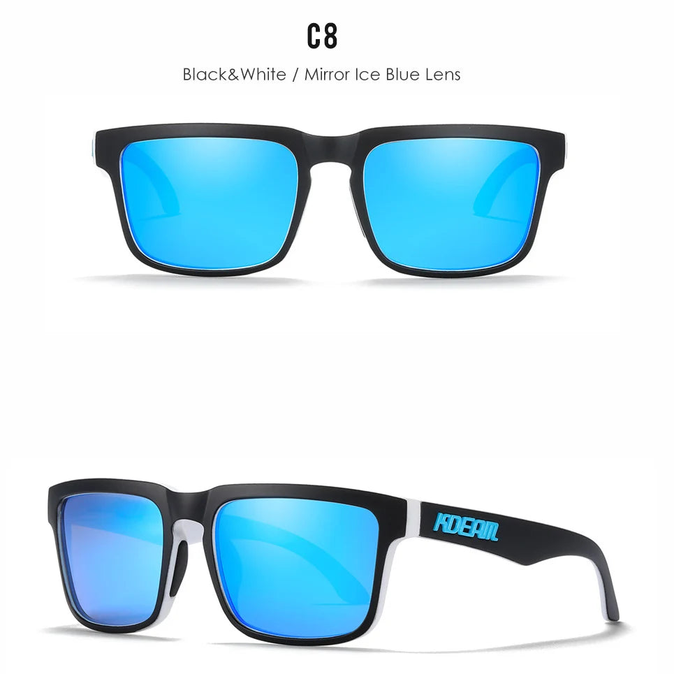 Nouvelles lunettes de soleil carrées pour hommes de la marque KDEAM – Haute qualité, style sportif, verres polarisés avec revêtement réfléchissant effet miroir.