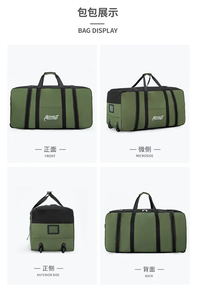 Spring Student Luggage Large Capacity Foldable Checked Bag Residential Quilt Storage Travel with Wheels