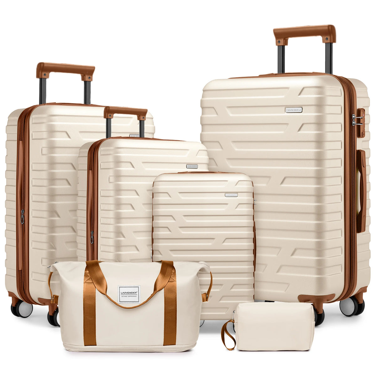 Luggage Sets 6 Piece with Spinner Wheels, Carry on Suitcase, Duffel Bag & Toiletry Bag, Lightweight Durable Rolling Luggage