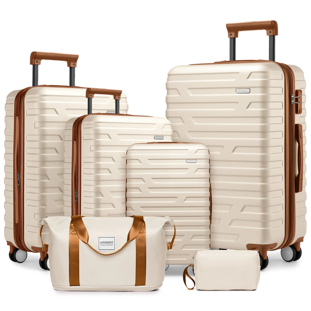 Luggage Sets 6 Piece with Spinner Wheels, Carry on Suitcase, Duffel Bag & Toiletry Bag, Lightweight Durable Rolling Luggage