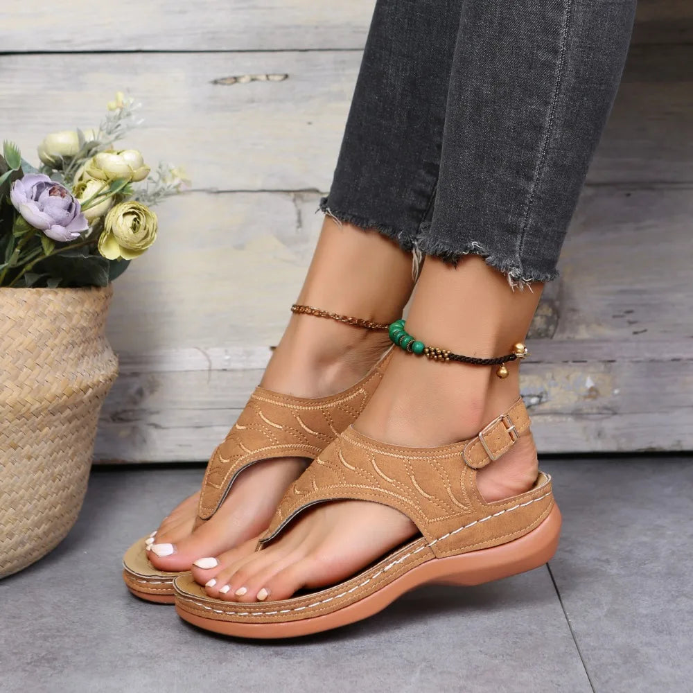Sandales pour femme style romain à bride et boucle – Respirantes, légères, à plateforme et bout ouvert – Tailles 36 à 43