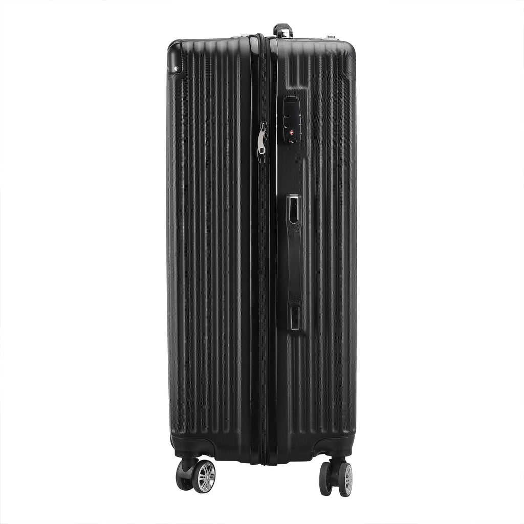 3-piece suitcase set 20-24- 28" Set ABS hard shell travel luggage set 4 wheels zipper telescopic pull rod M-L-XL set Black