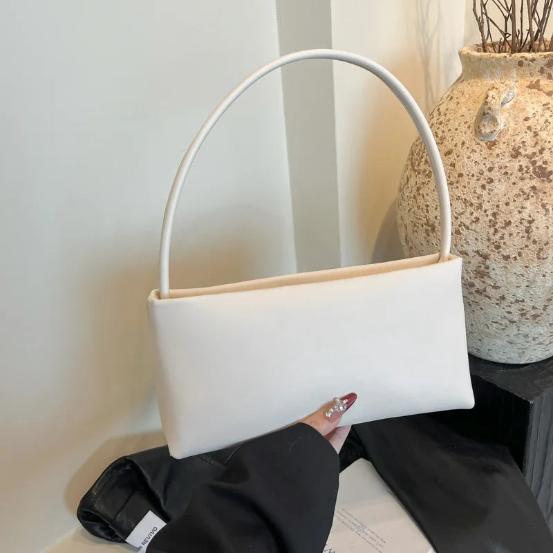 Sac souple pour femme uni – Nouveauté Printemps/Été 2025 – Sac polyvalent porté croisé ou à l'épaule (style « sous le bras ») en PU – Sac carré idéal pour le quotidien