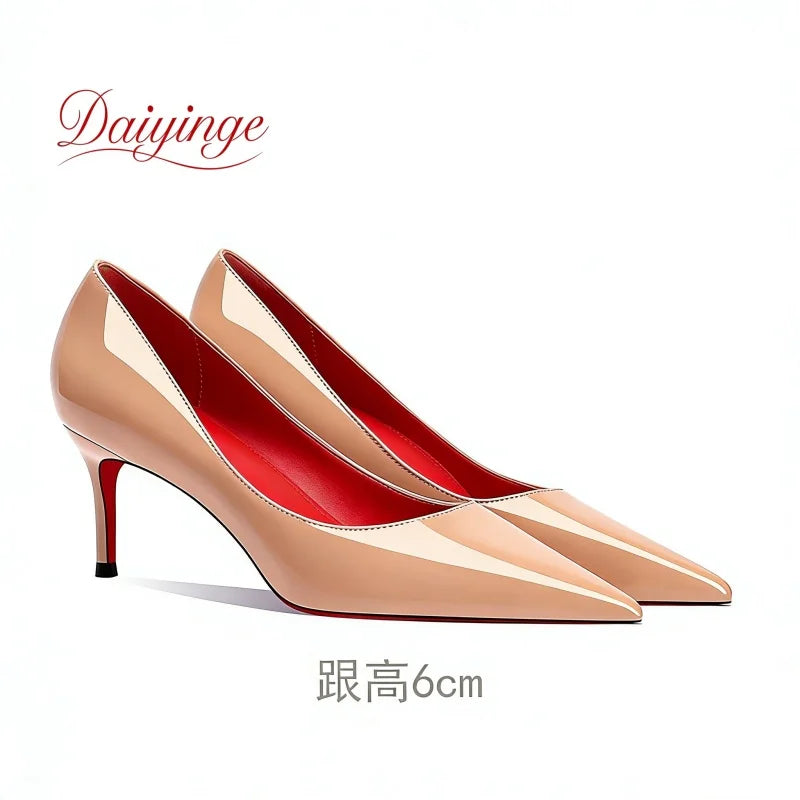 Chaussures pour femme tendance 2026 – Escarpins de luxe à talons aiguilles (12 cm), bout pointu et semelles rouges – Confortables, idéales pour soirées, cérémonies et mariages