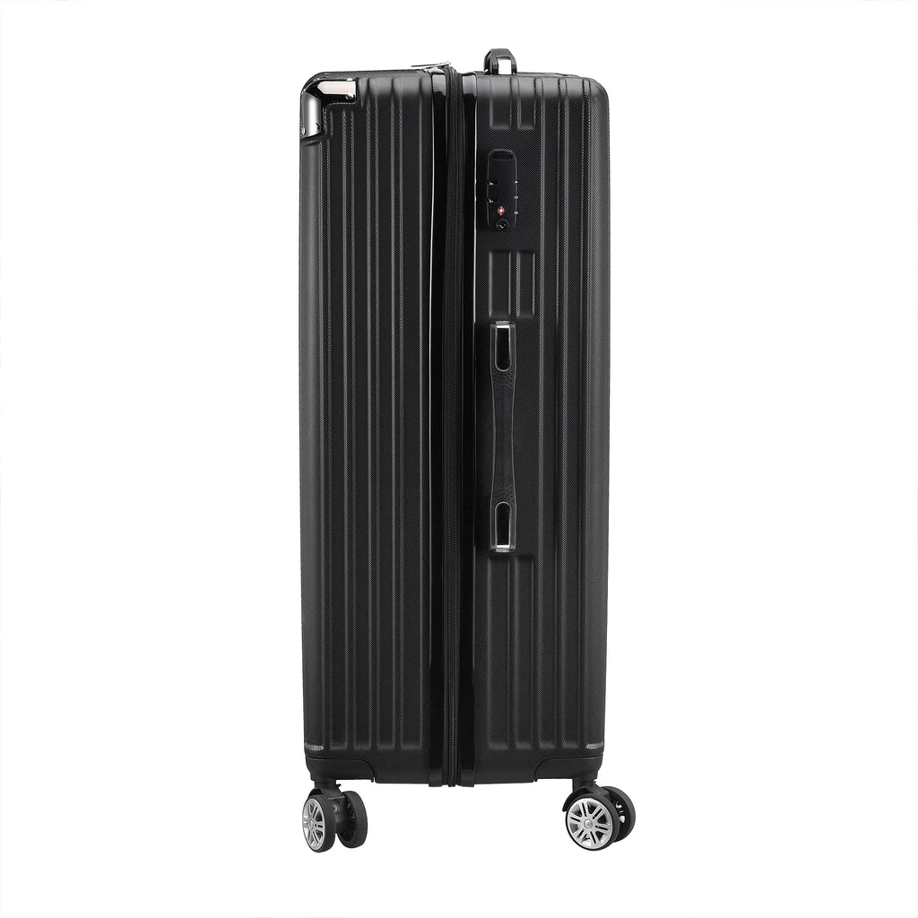 3-piece suitcase set 20-24- 28" Set ABS hard shell travel luggage set 4 wheels zipper telescopic pull rod M-L-XL set Black