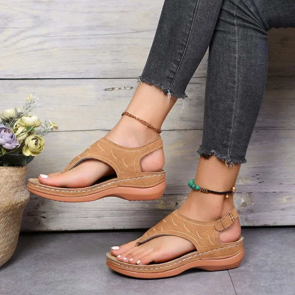 Sandales pour femme style romain à bride et boucle – Respirantes, légères, à plateforme et bout ouvert – Tailles 36 à 43
