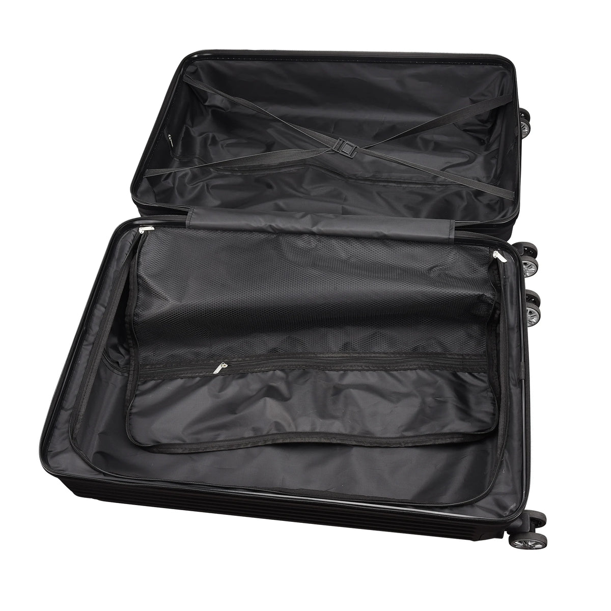3-piece suitcase set 20-24- 28" Set ABS hard shell travel luggage set 4 wheels zipper telescopic pull rod M-L-XL set Black