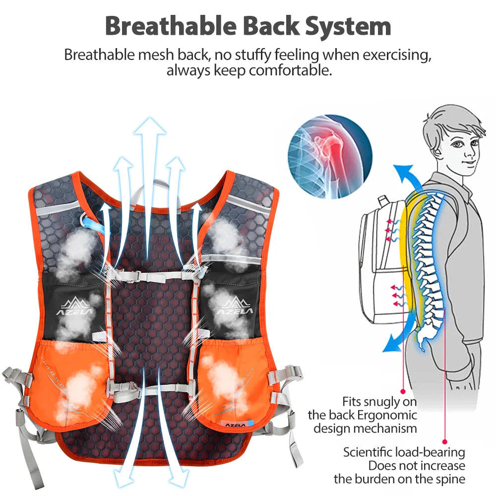 NEWBOLER-Lightweight Running Backpack Hydration Vest, Suitable for Bicycle Marathon Hiking, Ultra-light and Portable 5L