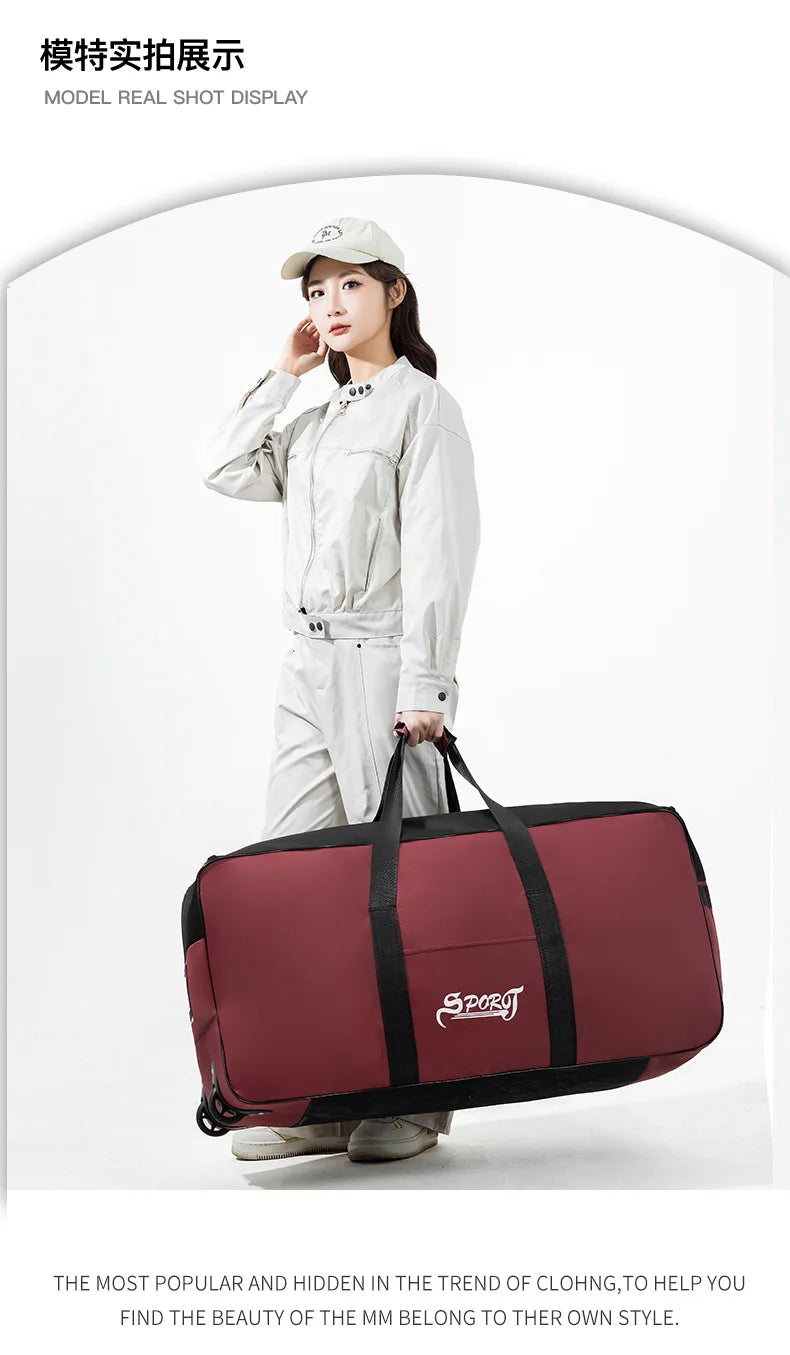 Spring Student Luggage Large Capacity Foldable Checked Bag Residential Quilt Storage Travel with Wheels