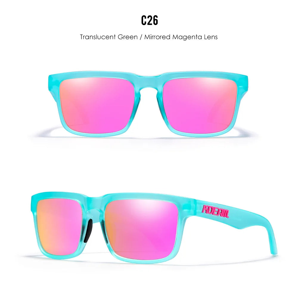 Nouvelles lunettes de soleil carrées pour hommes de la marque KDEAM – Haute qualité, style sportif, verres polarisés avec revêtement réfléchissant effet miroir.