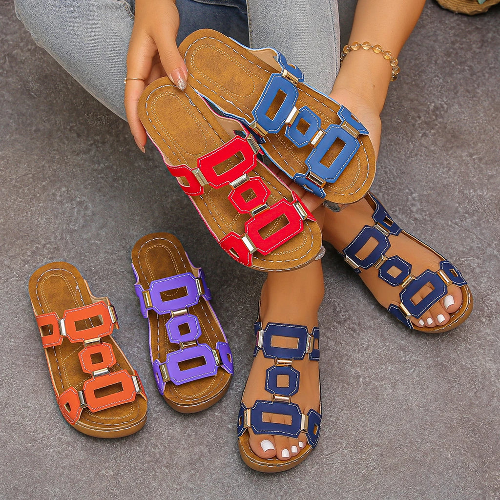 Sandales pour femme style romain (grandes tailles) – Mules de plage à bout ouvert, compensées d'été, chaussures d'extérieur confortables et faciles à enfiler