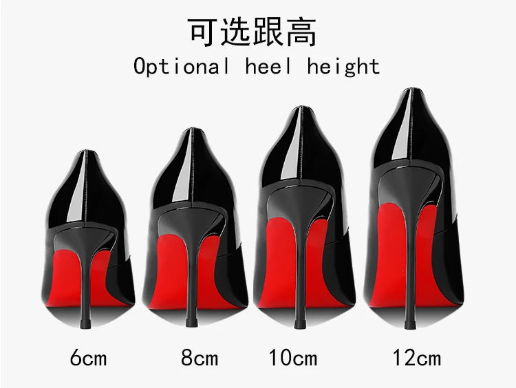 Chaussures pour femme tendance 2026 – Escarpins de luxe à talons aiguilles (12 cm), bout pointu et semelles rouges – Confortables, idéales pour soirées, cérémonies et mariages