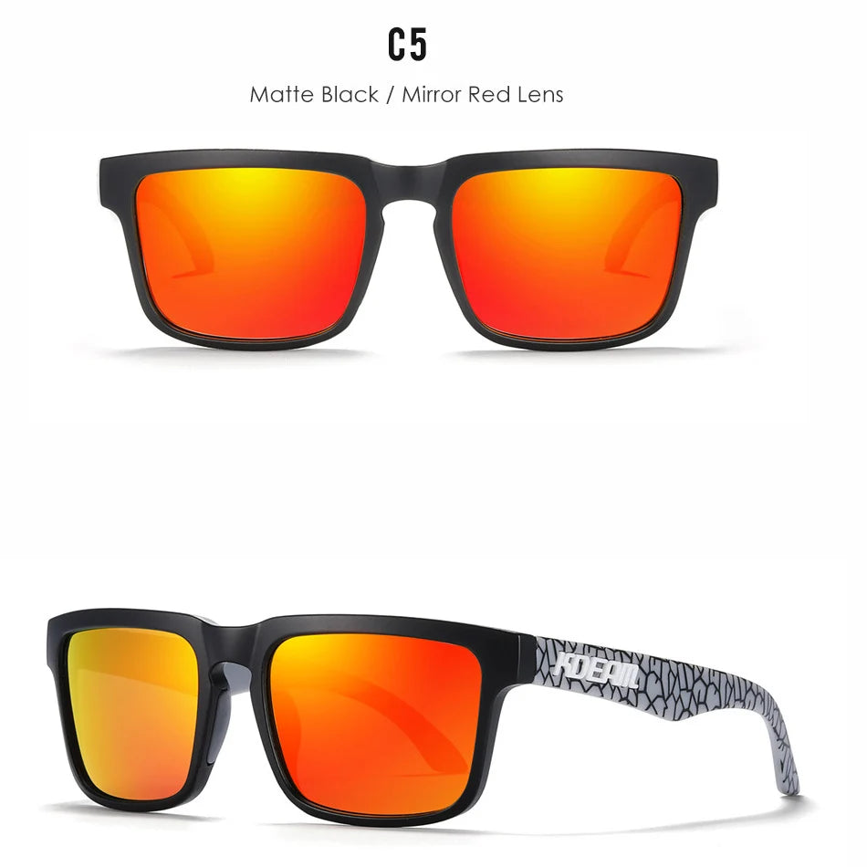 Nouvelles lunettes de soleil carrées pour hommes de la marque KDEAM – Haute qualité, style sportif, verres polarisés avec revêtement réfléchissant effet miroir.