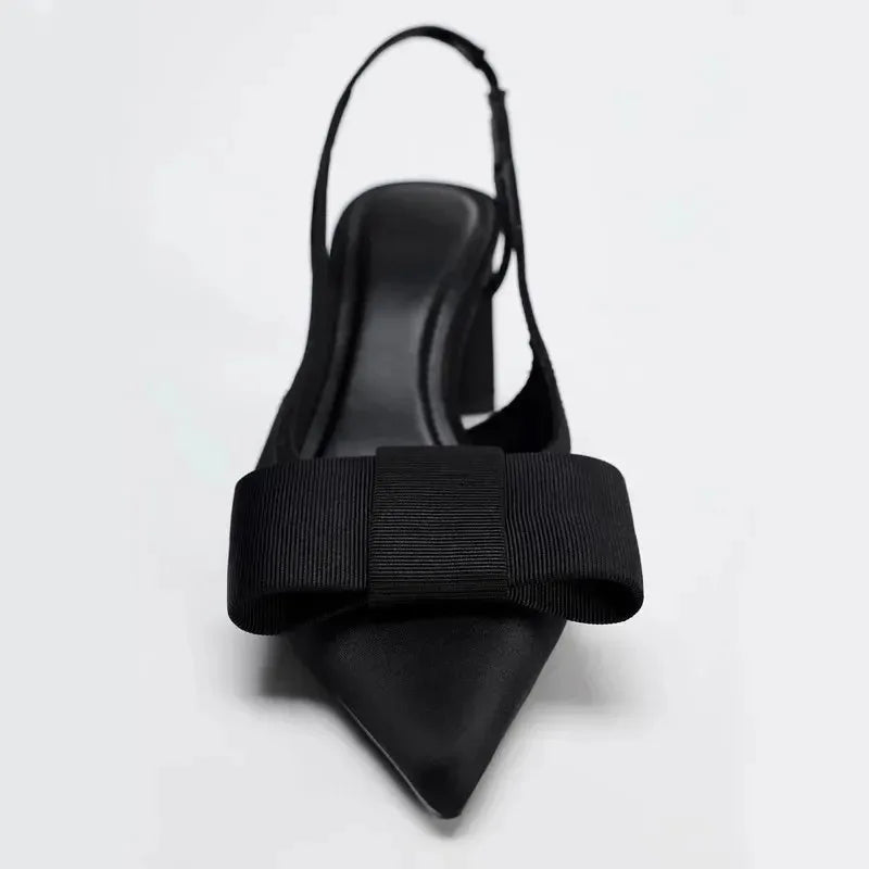 Escarpins sexy en cuir verni bordeaux à bout pointu pour femme – Chaussures de créateur élégantes et confortables avec bride arrière et nœud, idéales pour les soirées et banquets.
