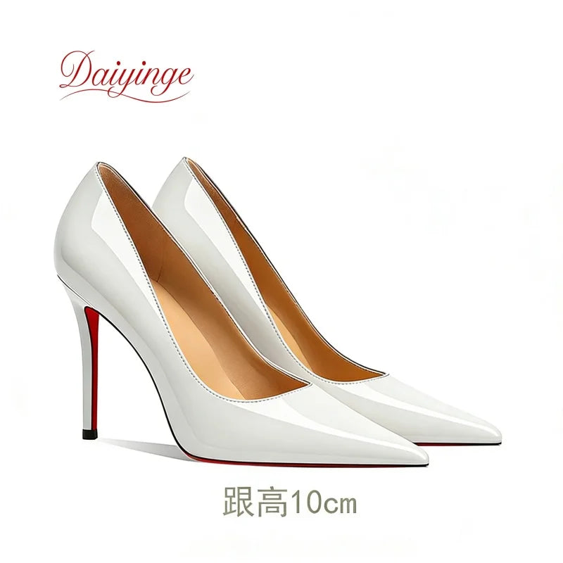 Chaussures pour femme tendance 2026 – Escarpins de luxe à talons aiguilles (12 cm), bout pointu et semelles rouges – Confortables, idéales pour soirées, cérémonies et mariages
