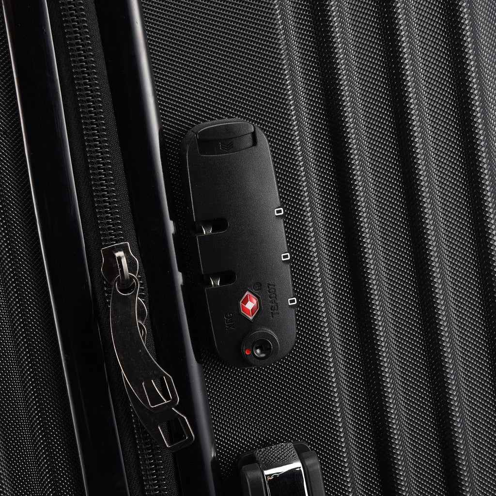 3-piece suitcase set 20-24- 28" Set ABS hard shell travel luggage set 4 wheels zipper telescopic pull rod M-L-XL set Black