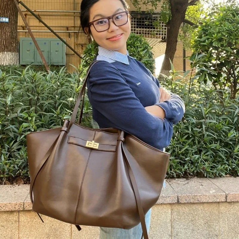 Sac cabas pour femme Été 2026 – Grand format, idéal pour le quotidien – Style coréen tendance – Sac à main chic et luxueux en cuir PU – Sac porté épaule