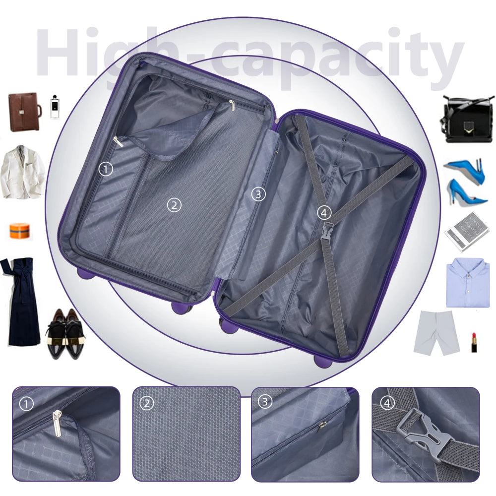 Luggage Sets 6 Piece with Spinner Wheels, Carry on Suitcase, Duffel Bag & Toiletry Bag, Lightweight Durable Rolling Luggage