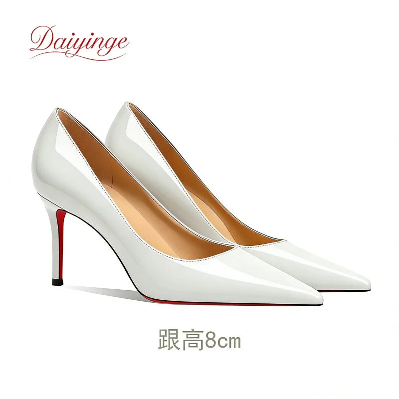 Chaussures pour femme tendance 2026 – Escarpins de luxe à talons aiguilles (12 cm), bout pointu et semelles rouges – Confortables, idéales pour soirées, cérémonies et mariages