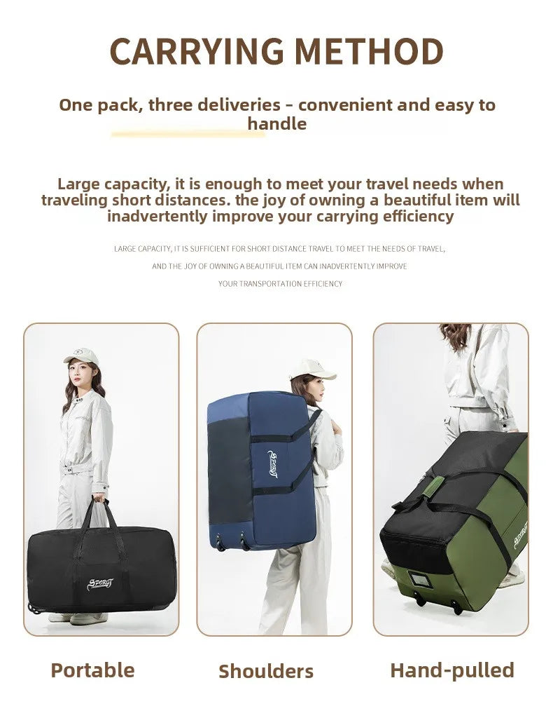 Spring Student Luggage Large Capacity Foldable Checked Bag Residential Quilt Storage Travel with Wheels