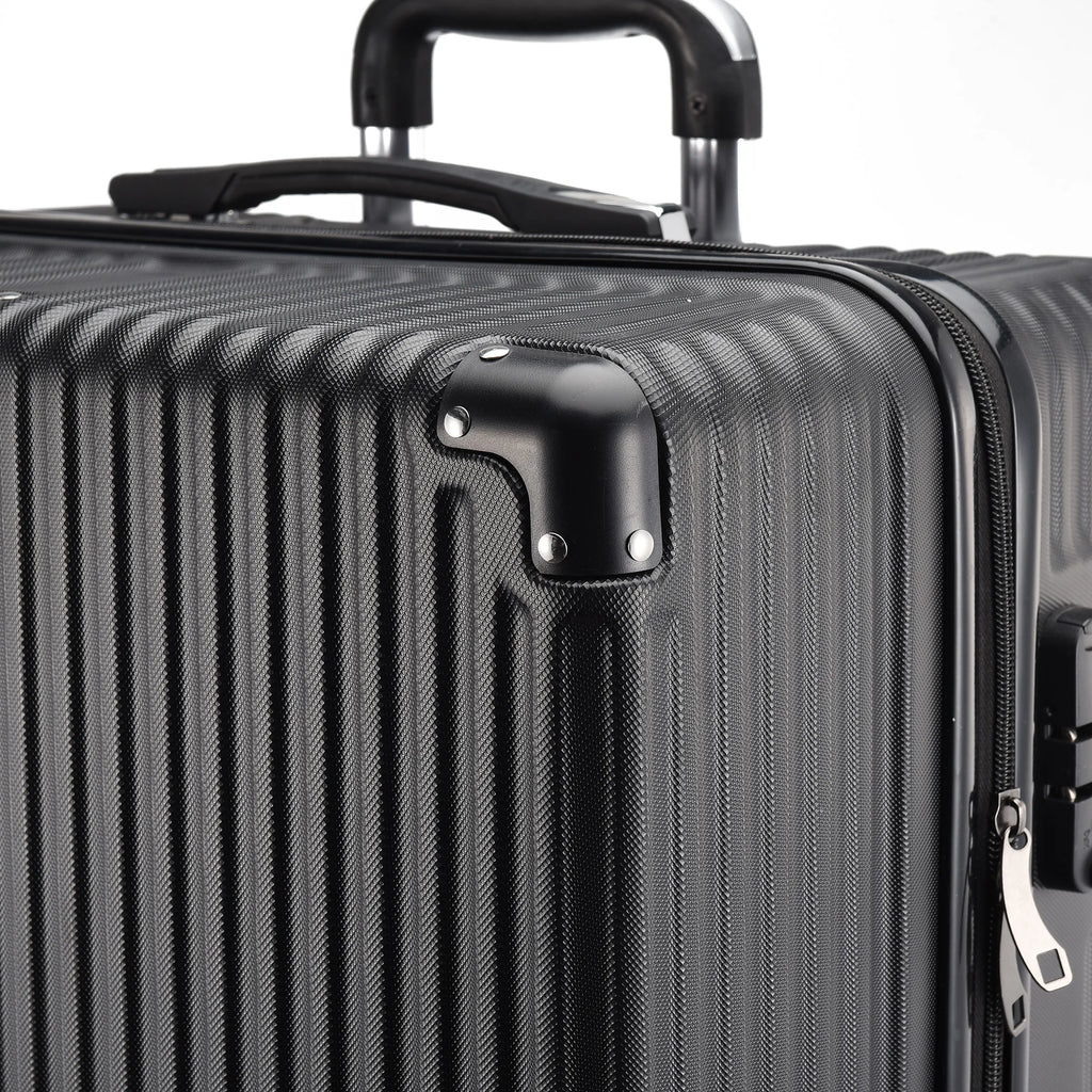 3-piece suitcase set 20-24- 28" Set ABS hard shell travel luggage set 4 wheels zipper telescopic pull rod M-L-XL set Black
