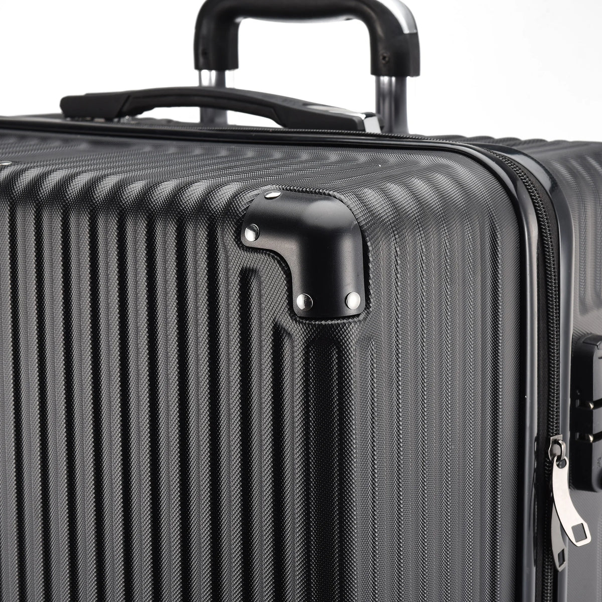 3-piece suitcase set 20-24- 28" Set ABS hard shell travel luggage set 4 wheels zipper telescopic pull rod M-L-XL set Black