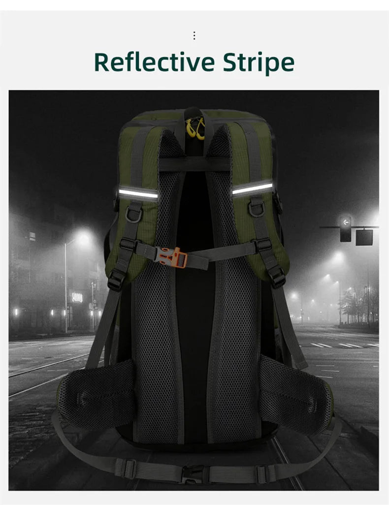 50L Travel Backpack Camping Men Large Hiking Bag Tourist Rucksack Waterproof Outdoor Sports Climbing Mountaineering Bag Luggage