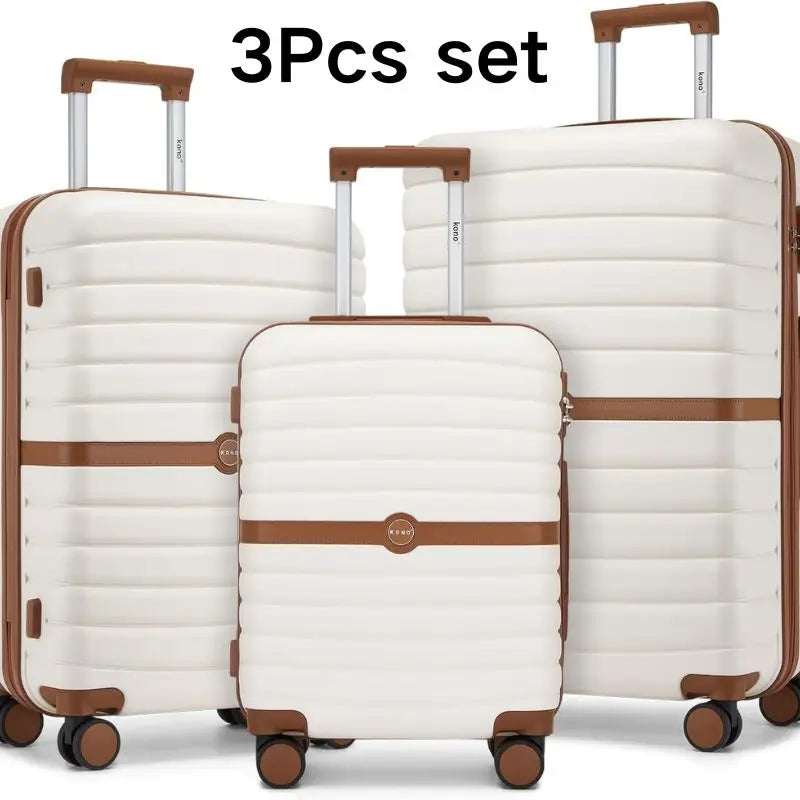KONO Hard Shell Case (55/66/76 cm) PC suitcase Set with 360 ° Roll & Combination Lock