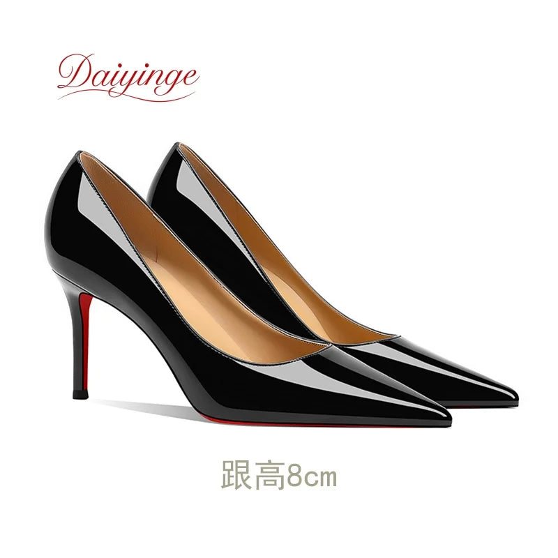 Chaussures pour femme tendance 2026 – Escarpins de luxe à talons aiguilles (12 cm), bout pointu et semelles rouges – Confortables, idéales pour soirées, cérémonies et mariages