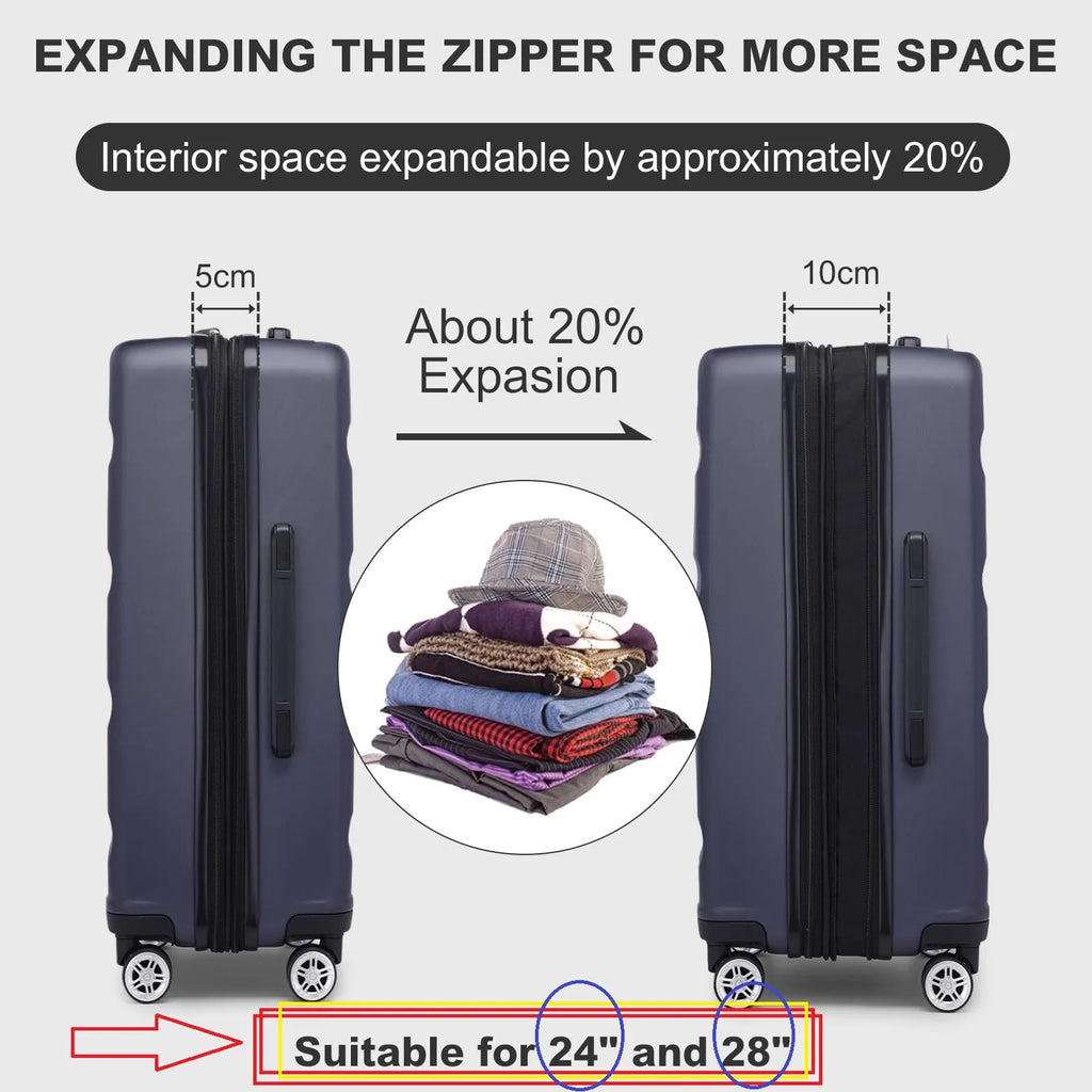 KONO hand luggage Suitcase-Lightweight hard case with TSA Lock & 4 spinner wheels, cabin-fit (55/65/75cm)