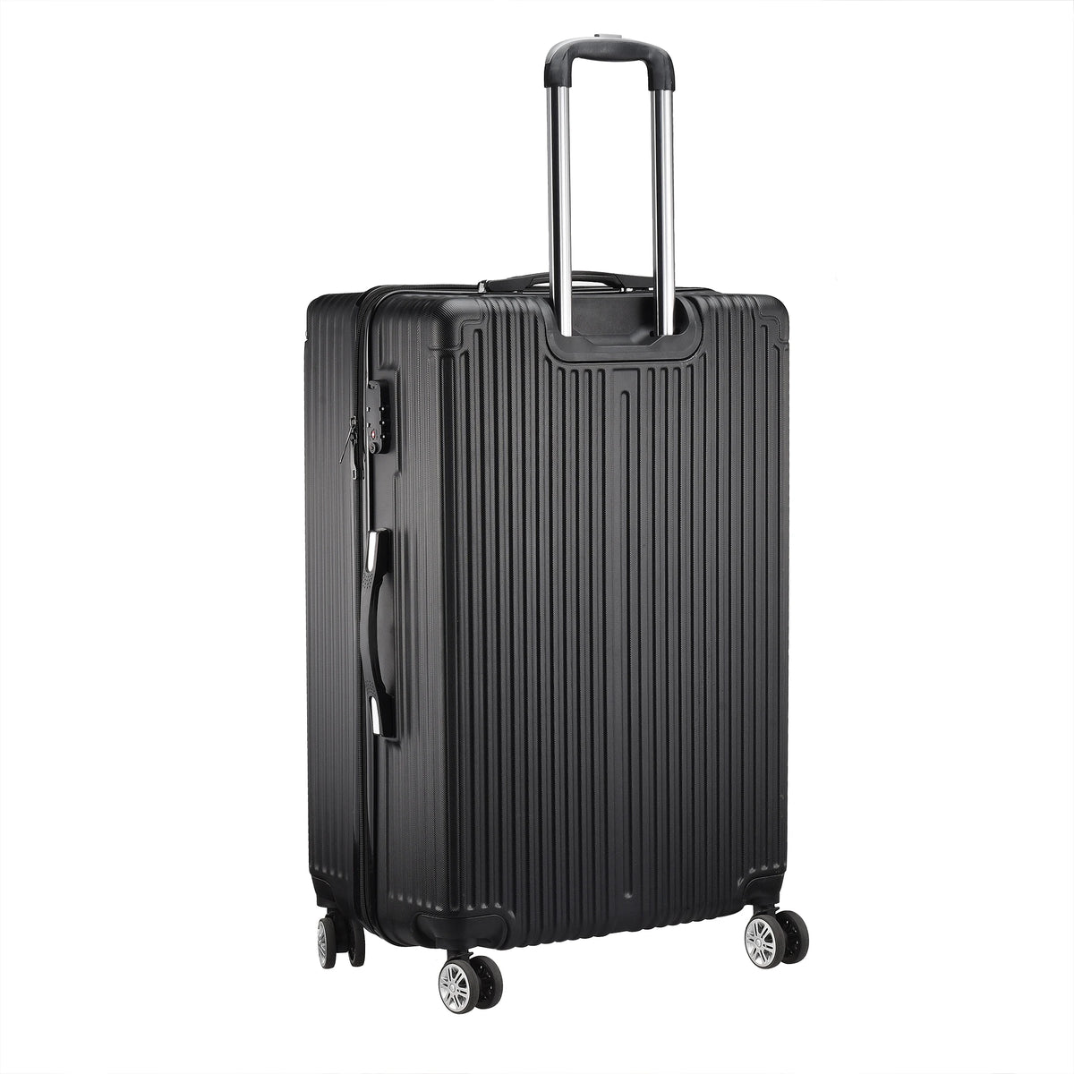 3-piece suitcase set 20-24- 28" Set ABS hard shell travel luggage set 4 wheels zipper telescopic pull rod M-L-XL set Black