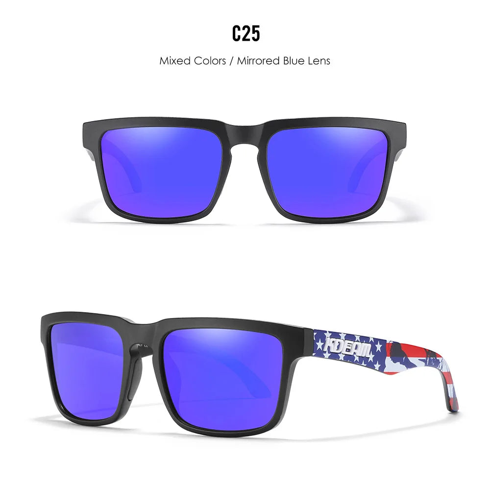 Nouvelles lunettes de soleil carrées pour hommes de la marque KDEAM – Haute qualité, style sportif, verres polarisés avec revêtement réfléchissant effet miroir.