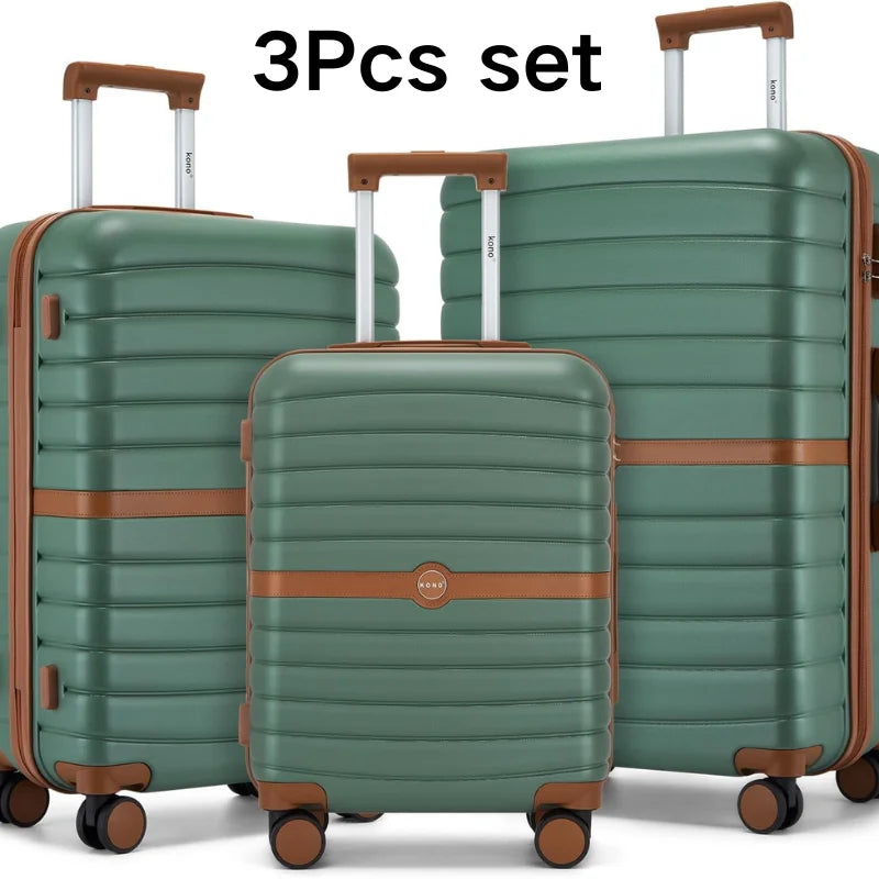 KONO Hard Shell Case (55/66/76 cm) PC suitcase Set with 360 ° Roll & Combination Lock