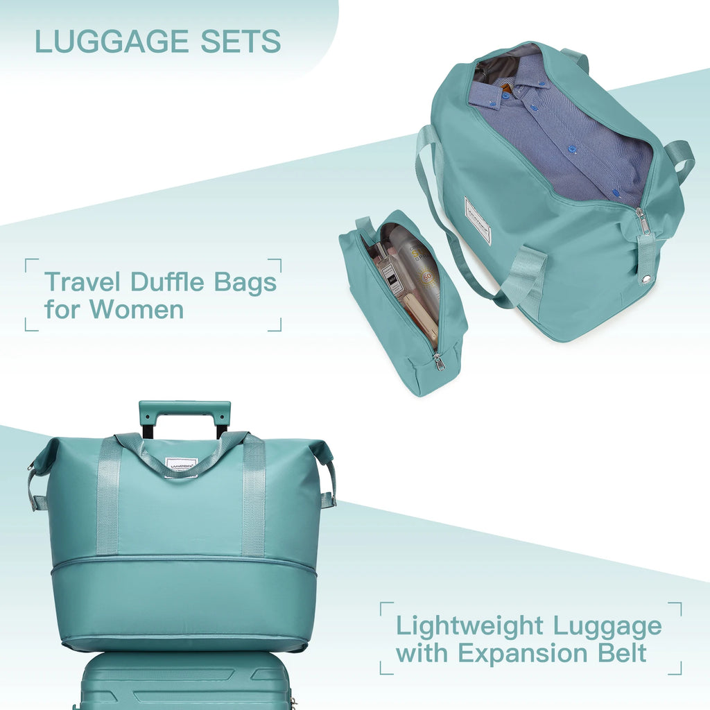 Luggage Sets 6 Piece with Spinner Wheels, Carry on Suitcase, Duffel Bag & Toiletry Bag, Lightweight Durable Rolling Luggage