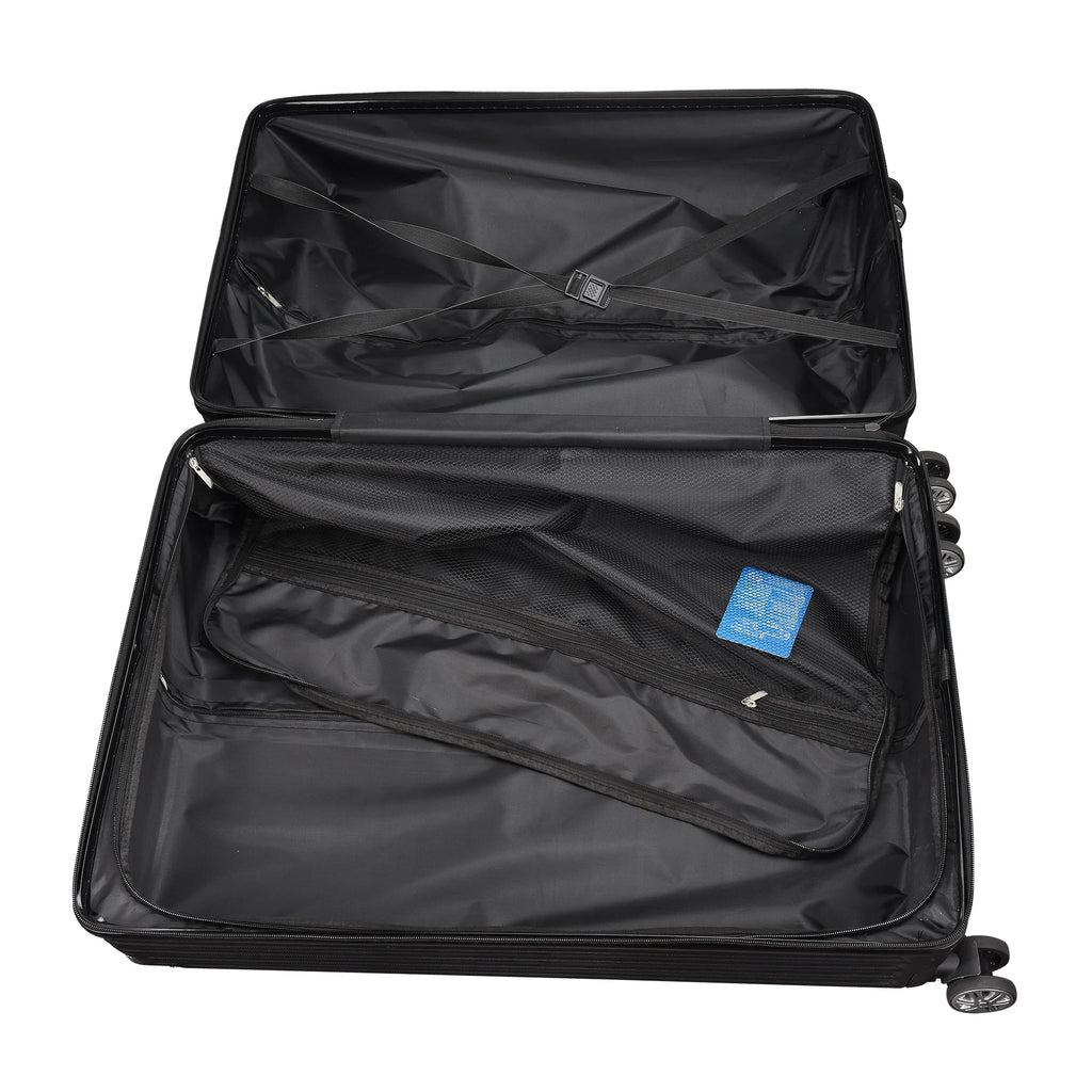 3-piece suitcase set 20-24- 28" Set ABS hard shell travel luggage set 4 wheels zipper telescopic pull rod M-L-XL set Black