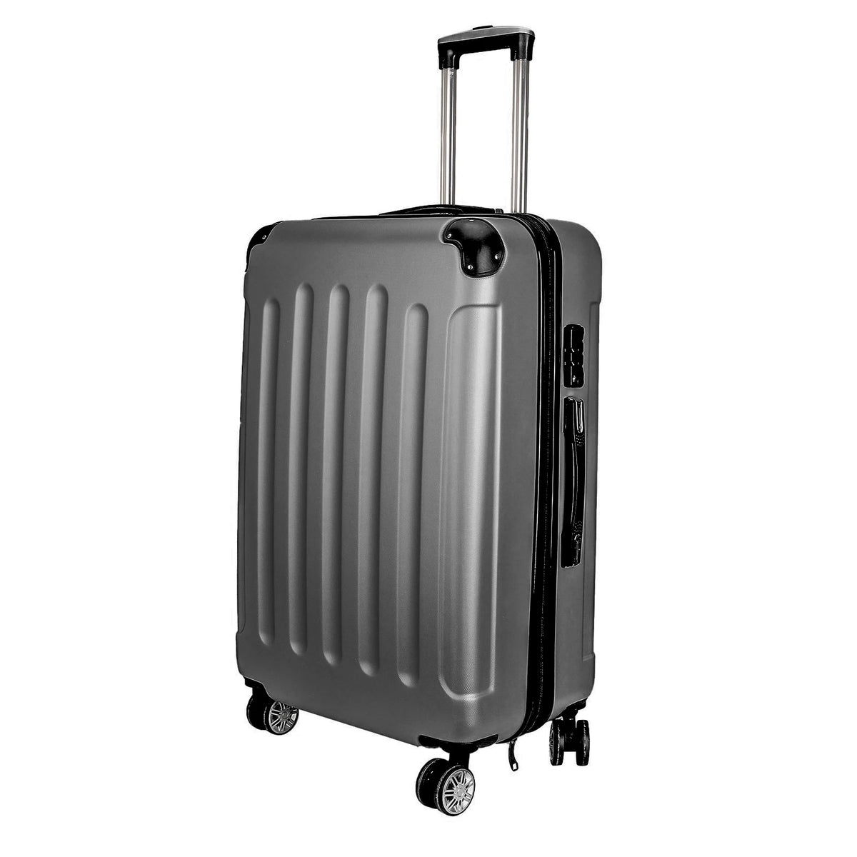 3-piece suitcase set 20-24- 28" Set ABS hard shell travel luggage set 4 wheels zipper telescopic pull rod M-L-XL set Black