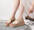 Sandales compensées minimalistes à bride arrière pour femme – Grandes tailles – Chaussures d'été à plateforme pour l'extérieur – Sandales de loisirs légères et souples en EVA
