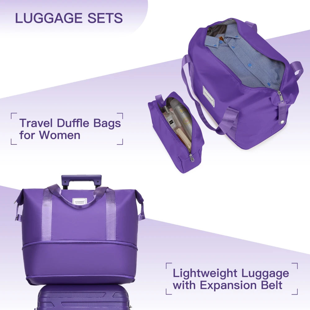 Luggage Sets 6 Piece with Spinner Wheels, Carry on Suitcase, Duffel Bag & Toiletry Bag, Lightweight Durable Rolling Luggage