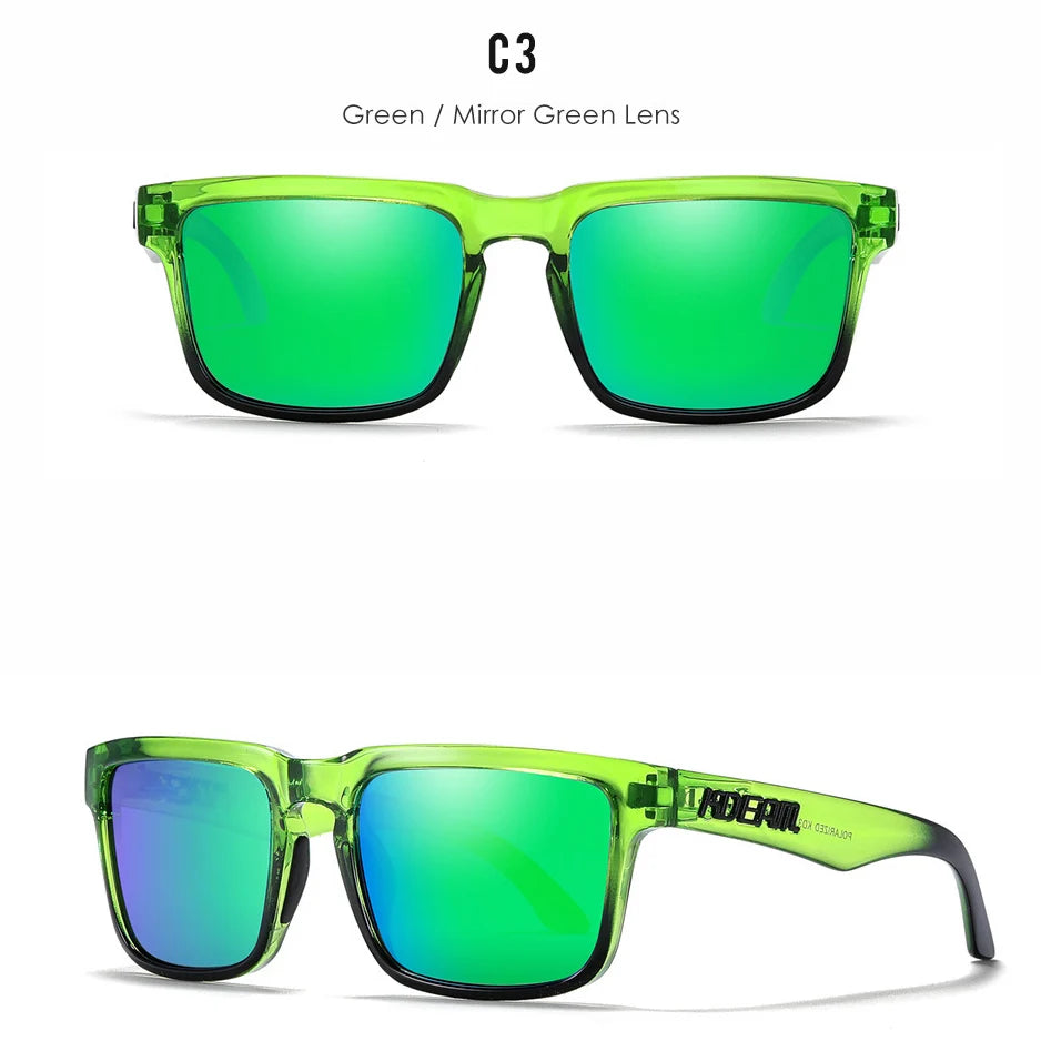 Nouvelles lunettes de soleil carrées pour hommes de la marque KDEAM – Haute qualité, style sportif, verres polarisés avec revêtement réfléchissant effet miroir.