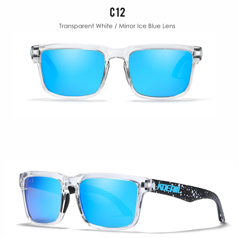 Nouvelles lunettes de soleil carrées pour hommes de la marque KDEAM – Haute qualité, style sportif, verres polarisés avec revêtement réfléchissant effet miroir.