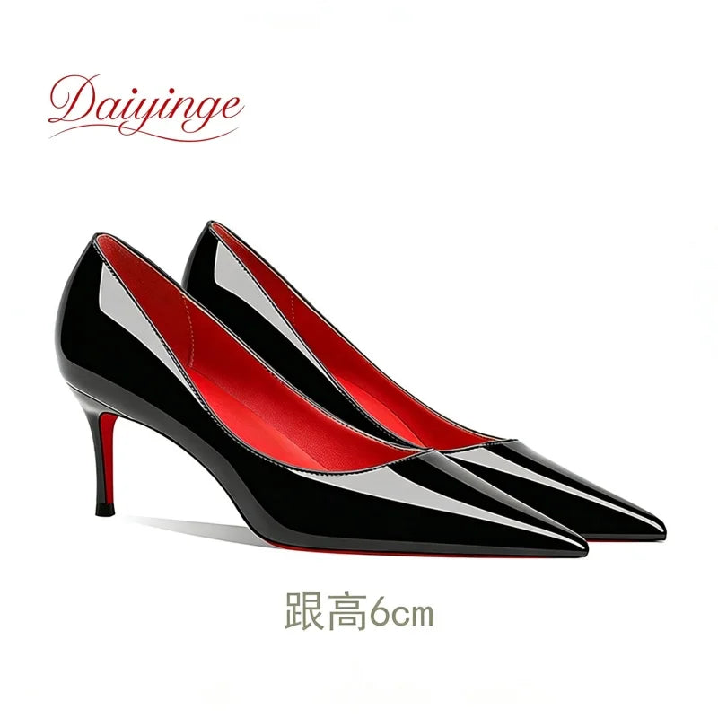 Chaussures pour femme tendance 2026 – Escarpins de luxe à talons aiguilles (12 cm), bout pointu et semelles rouges – Confortables, idéales pour soirées, cérémonies et mariages