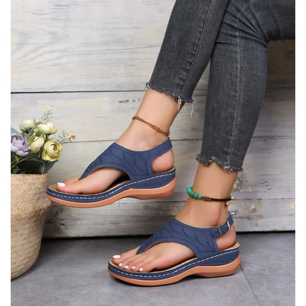 Sandales pour femme style romain à bride et boucle – Respirantes, légères, à plateforme et bout ouvert – Tailles 36 à 43