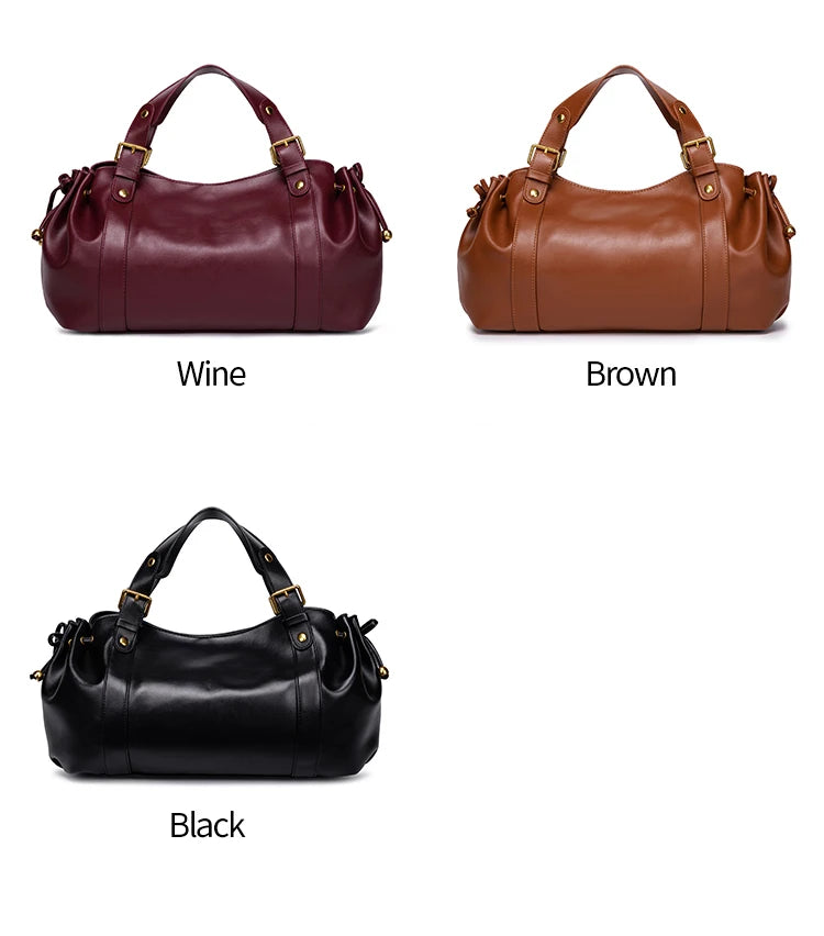 Sac Boston pour femme (collection 2026) – Sac à main souple et épuré de couleur unie, idéal pour le travail, porté épaule ou croisé.