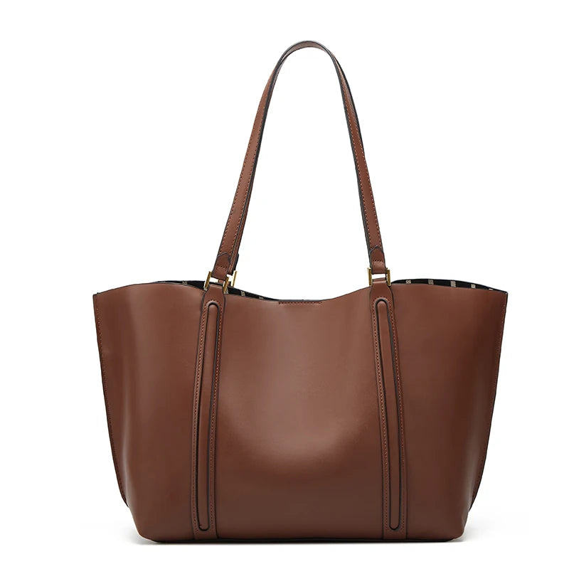 Sac cabas minimaliste et tendance pour femme, au design original, de couleur unie et polyvalent (porté main ou épaule)