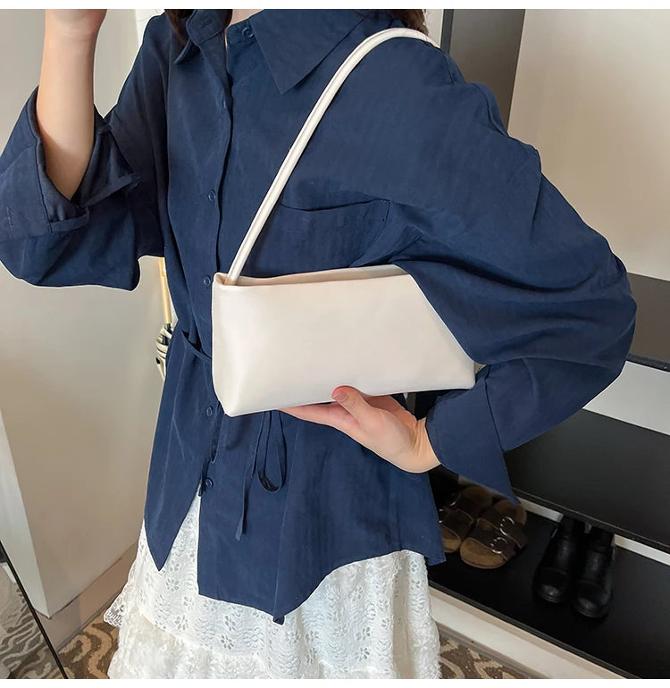 Sac souple pour femme uni – Nouveauté Printemps/Été 2025 – Sac polyvalent porté croisé ou à l'épaule (style « sous le bras ») en PU – Sac carré idéal pour le quotidien