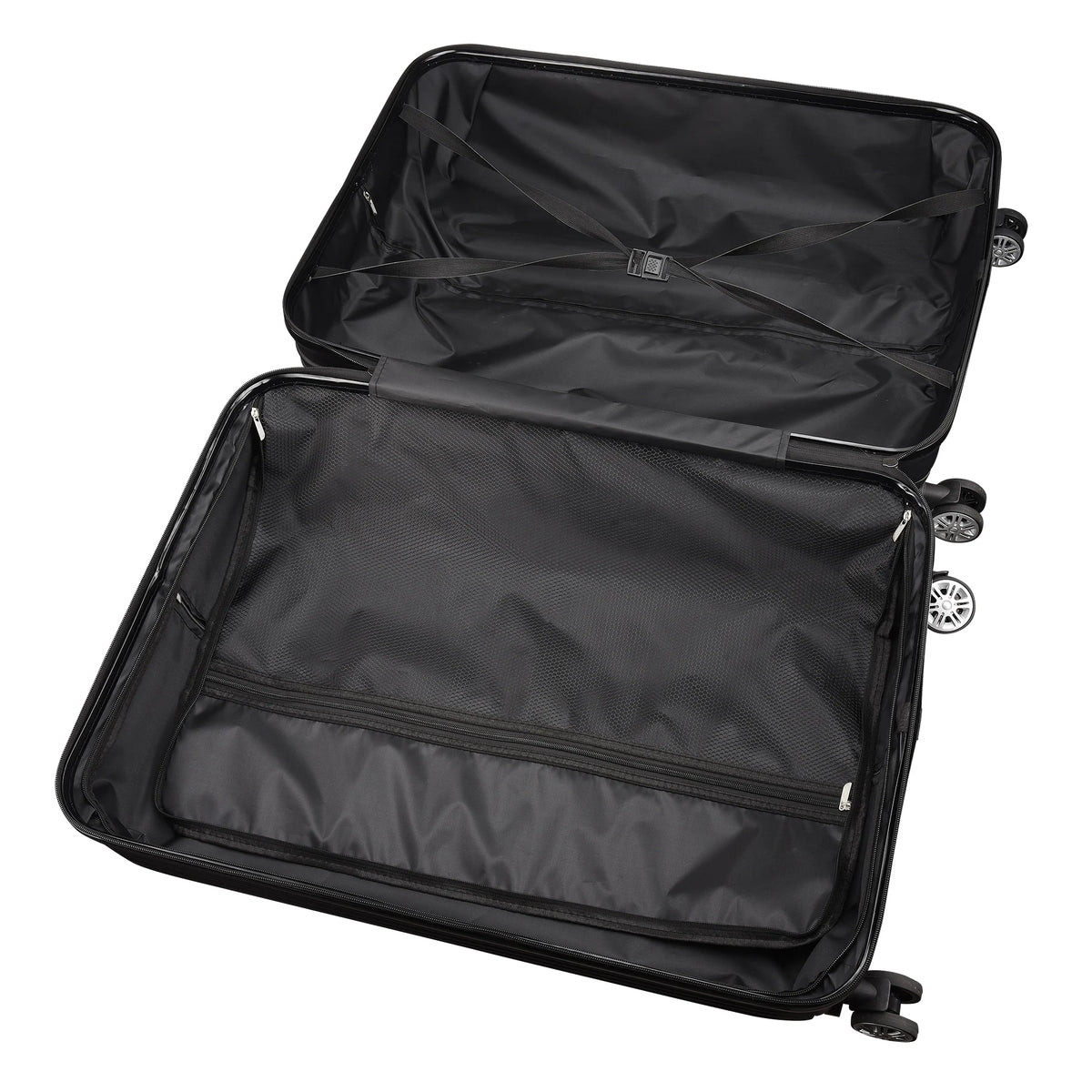 3-piece suitcase set 20-24- 28" Set ABS hard shell travel luggage set 4 wheels zipper telescopic pull rod M-L-XL set Black