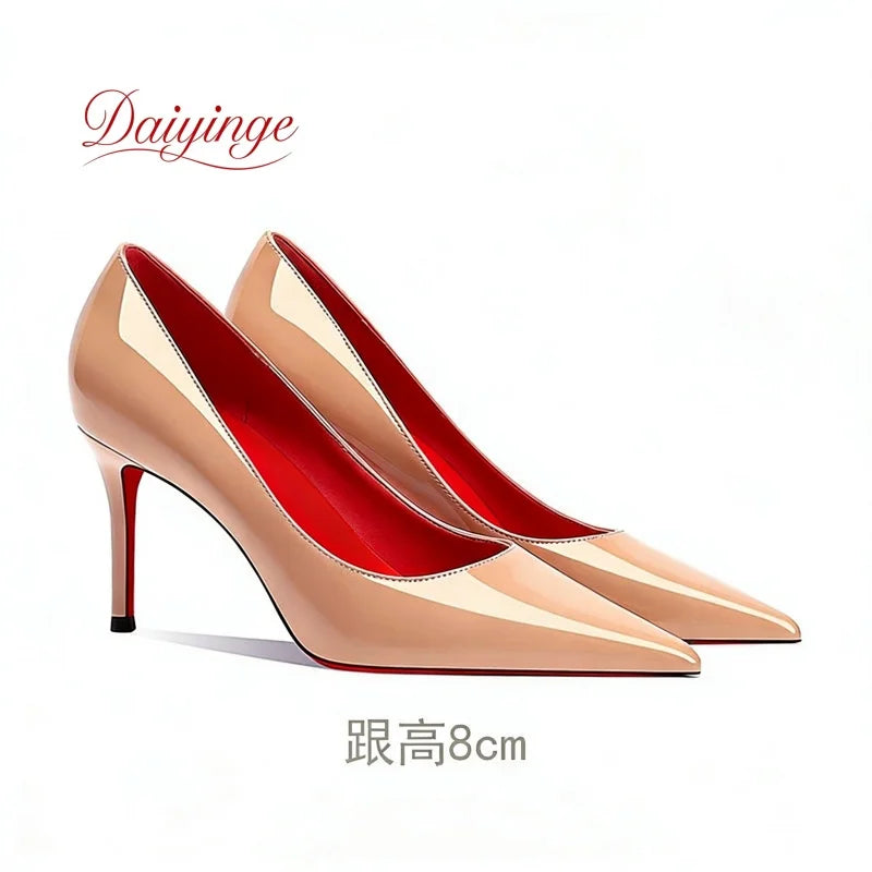 Chaussures pour femme tendance 2026 – Escarpins de luxe à talons aiguilles (12 cm), bout pointu et semelles rouges – Confortables, idéales pour soirées, cérémonies et mariages