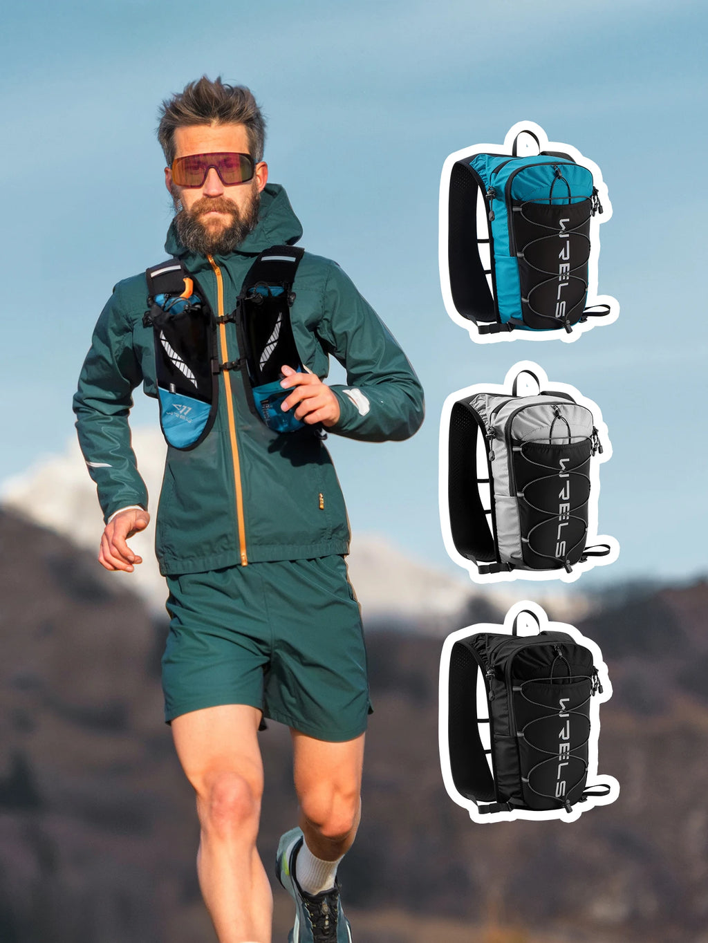 WRELS Outdoor Trail Running Jogging Backpack Ultralight Women Men Running Race Hydration Vest Running Bag For Marathon Hiking